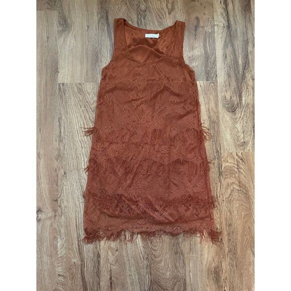 Lush womens rust layered fringe dress XS - Picture 13 of 16